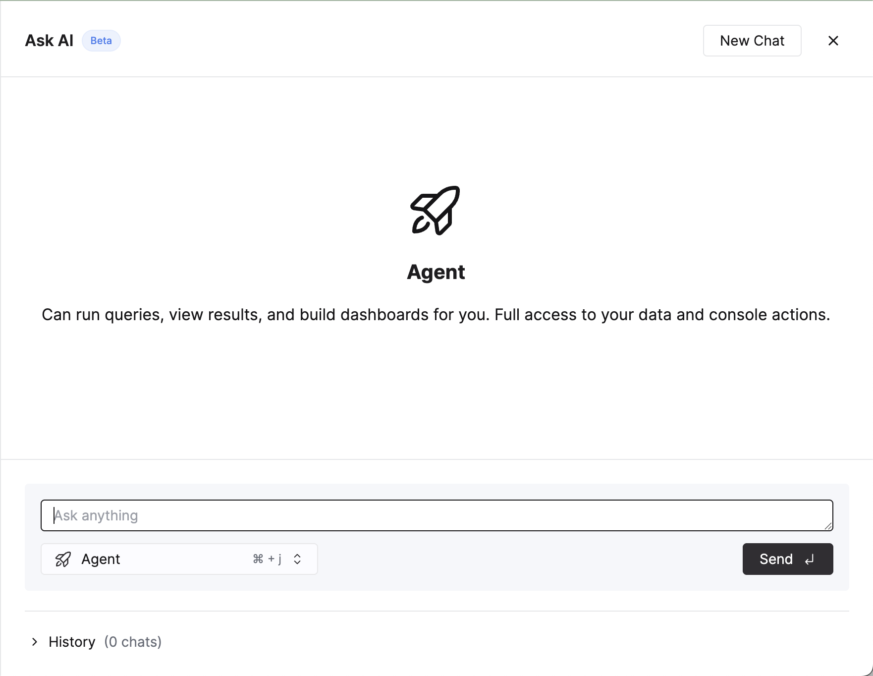 Открытие всплывающей панели AI Chat